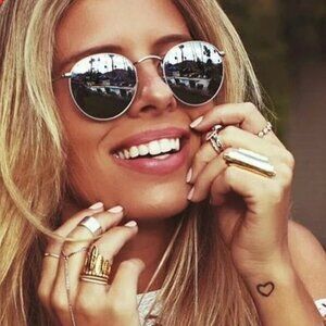 LIKE NEW RayBan Round Metal RB3447 Silver Mirror Ray ban Sunglasses